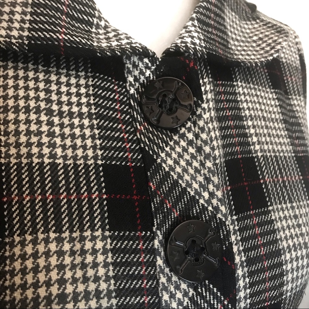 Thread Houndstooth Plaid Pockets Blazer Jacket - image 2
